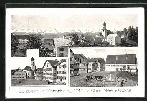 AK Sulzberg, Platz, Kirche, Panorama