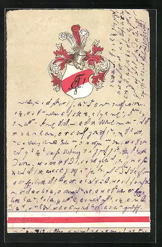 Präge-AK Studentenwappen in rot-weiss