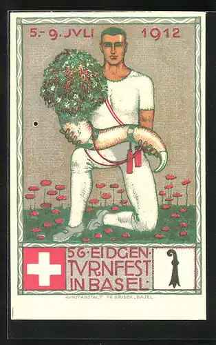 AK Basel, 56. Eidg. Turnfest 1912, Turner mit Füllhorn