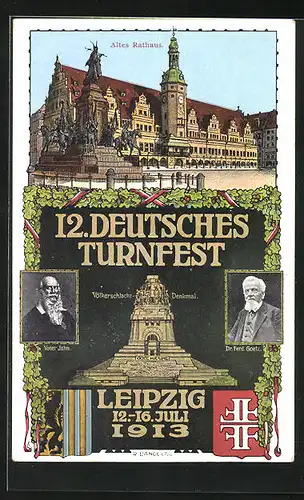 AK Leipzig, 12. Deutsches Turnfest 1913, Dr. Ferd. Goetz, Altes Rathaus