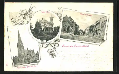 AK Burgwaldniel, Kapellenstrasse, Haus Klee, Kath. Pfarrkirche