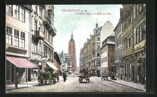 AK Alt-Frankfurt, Trierische Gasse mit Blick auf Dom