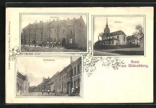 AK Wickrathberg, Dorfstrasse, Kirche, Schule
