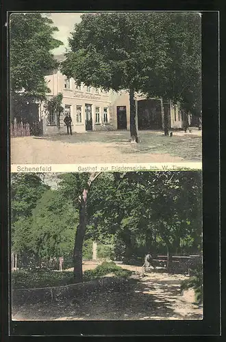 AK Schenefeld, Gasthof zur Friedenseiche v. W. Timm, Gartenpartie