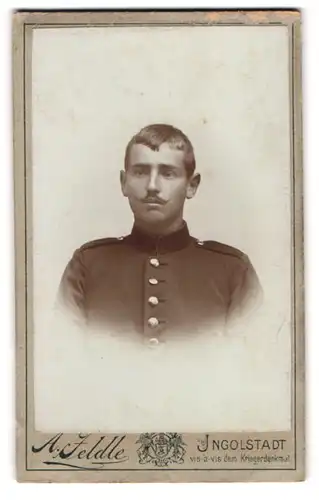 Fotografie A. Feldle, Ingolstadt, Portrait Soldat in Uniform mit Oberlippenbart