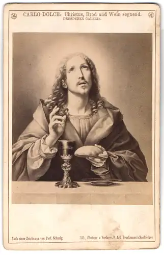 Fotografie F. Brockmann, München, Gemälde Christus, Brod und Wein segnend, Foto nach Orig. von Carlo Dolce