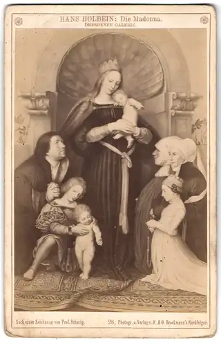 Fotografie F. Brockmann, München, Gemälde Die Madonna, Foto nach Orig. von Hans Holbein