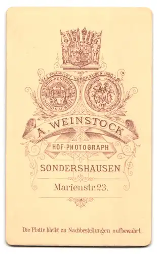 Fotografie A. Weinstock, Sondershausen, Marienstr. 23, Portrait junge Dame in hübscher Kleidung