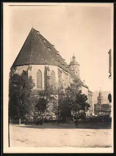 Fotografie unbekannter Fotograf, Ansicht Schwäbisch Hall, Kathedrale mit Rathaus im Hintergrund