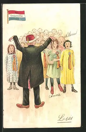Künstler-AK Sängerfest, Het Godgevallig feestlied in, Kinderchor