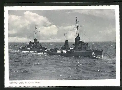 AK Torpedoboote der Kriegsmarine in voller Fahrt