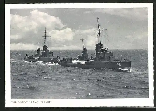 AK Torpedoboote GA und MÖ in voller Fahrt, Kriegsmarine