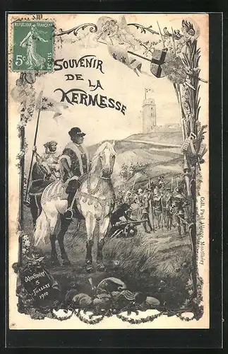 Künstler-AK Montlhéry, Souvenir de la Kermesse, Les Soldats et leurs seigneur
