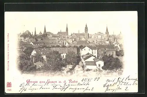 AK Essen a. d. Ruhr, Teilansicht mit Kirchen