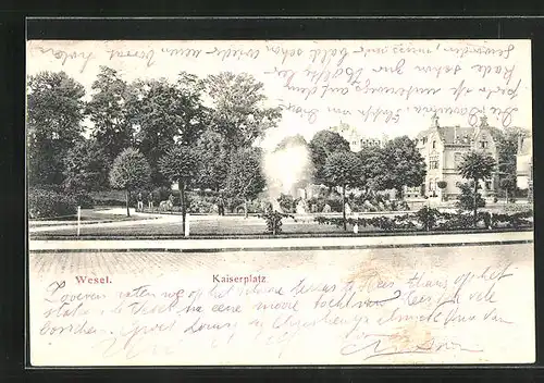 AK Wesel, Kaiserplatz mit Fontäne