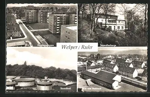 AK Welper /Ruhr, Hochhausgruppe, Jugendherberge, Strandbad