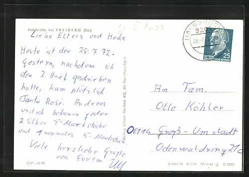 AK Freiberg / Sa., Panorama mit Ortspartie und Landschaft