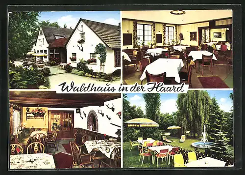 AK Datteln, Café-Restaurant Waldhaus in der Haard, Aussen- und Innenansicht