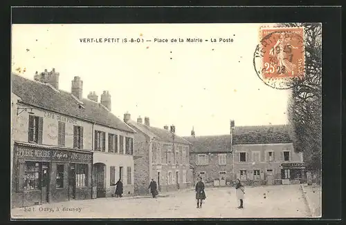 AK Vert-le-Petit, Place de la Mairie, La Poste