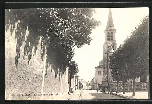 AK Verrières, La Rue de l`Eglise, Strassenpartie