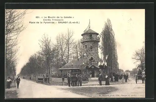 AK Brunoy, Le Moulin de la Galette, Entrée Principale, Place de la Pyramide