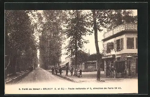 AK Brunoy, Forêt de Sénart, Route nationale no 5, Direction de Paris