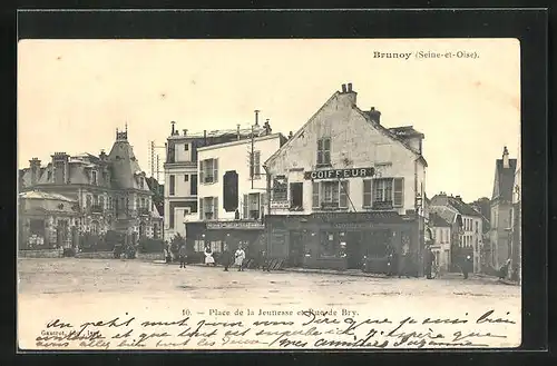 AK Brunoy, Place de la Jeunesse et Rue de Bry