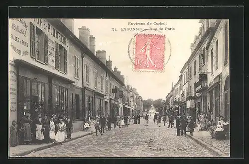 AK Essonne, Rue de Paris, Strassenpartie