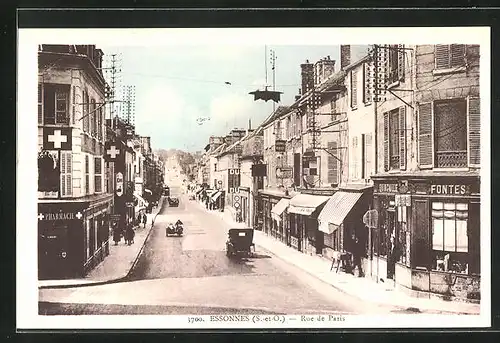 AK Essonnes, Rue de Paris, Strassenpartie