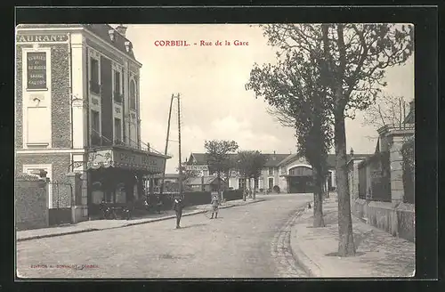 AK Corbeil, Rue de la Gare, Strassenpartie