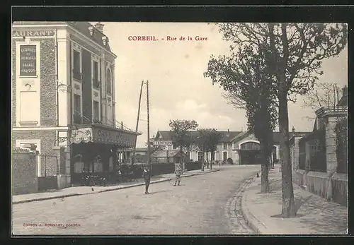 AK Corbeil, Rue de la Gare, Strassenpartie