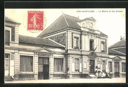 AK Viry-Chatillon, La Mairie et les Ecoles