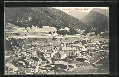 AK Steinach, Brennerbahn, Ortsansicht im Tal
