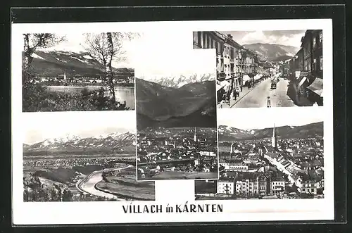 AK Villach in Kärnten, Gesamtansicht, Strassenpartie