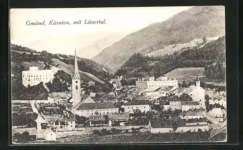 AK Gmünd, Ortsansicht mit Liesertal