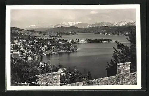 AK Pörtschach am Wörthersee, Ortsansicht mit Karawanken