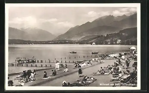 AK Millstatt am See, Strandbad mit Besuchern