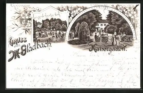 Lithographie M. Gladbach, Restaurant Kaisergarten