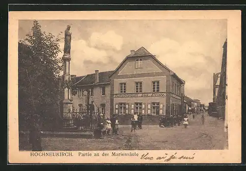 AK Hochneukirch, Strassenpartie mit Gasthaus v. Leon. Klöters und Mariensäule