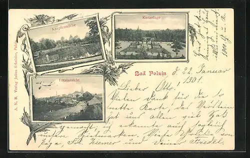 AK Polzin, Totalansicht, Karpfenteiche, Kuranlage