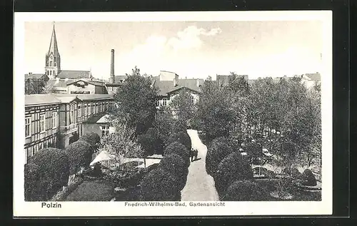 AK Bad Polzin, Friedrich-Wilhelm-Bad, Gartenansicht