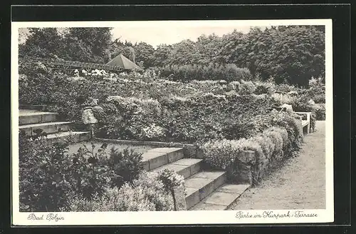 AK Bad Polzin, Terrasse im Kurpark