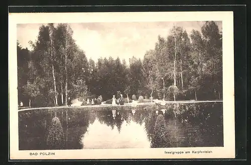 AK Bad Polzin, Inselgruppe am Karpfenteich