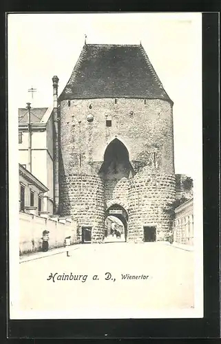 AK Hainburg a. D., Strassenpartie zum Wienertor