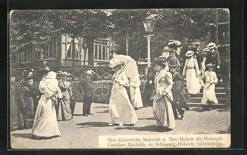 AK Glücksburg, Herzogin Caroline Mathilde zu Schleswig-Holstein mit Kaiserlicher Majestät