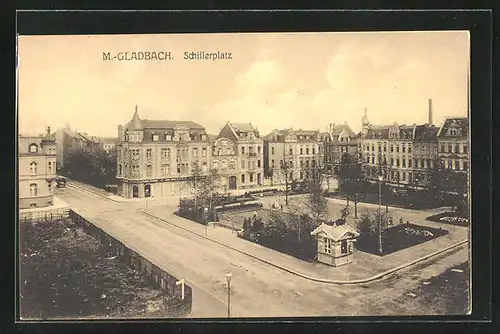 AK M.-Gladbach, Schillerplatz mit Parkanlage