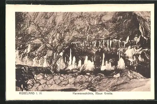 AK Rübeland im Harz, Hermannshöhle, Blaue Grotte