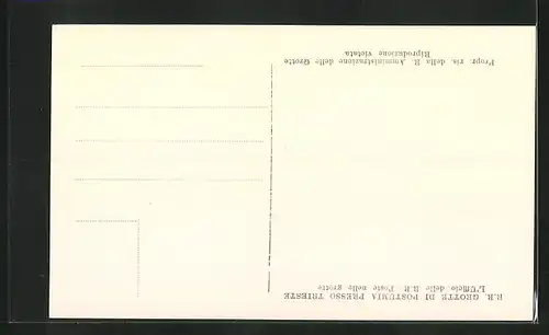 AK Triest, Grotte di Postumia, L`Ufficio delle R.R. Poste nelle grotte