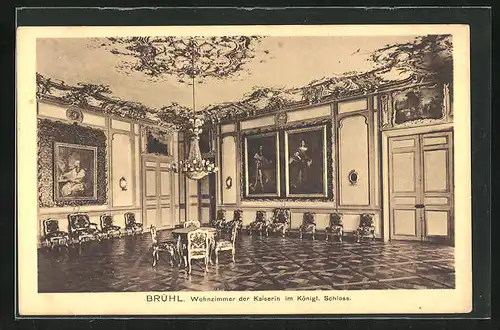 AK Brühl, Wohnzimmer der Kaiserin im Königl. Schloss