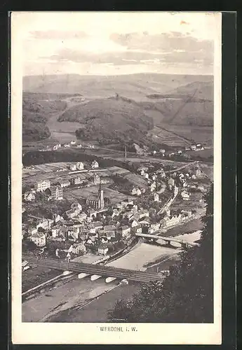 AK Werdohl i.W., Totalansicht aus der Vogelschau